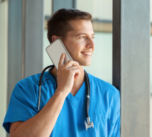 A Nurse calling Carejobz Recruitment